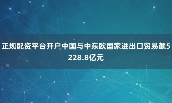 正规配资平台开户中国与中东欧国家进出口贸易额5228.8亿元